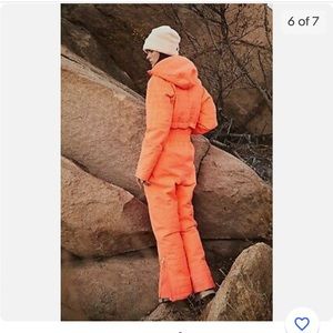 NWT Free People Movement All Prepped Ski Suit sz S in Neon Coral